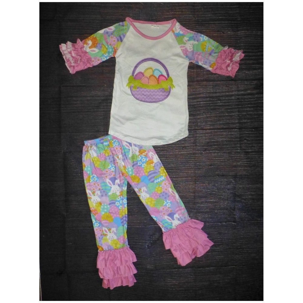 Easter Egg Basket Girls Boutique Ruffle Outfit